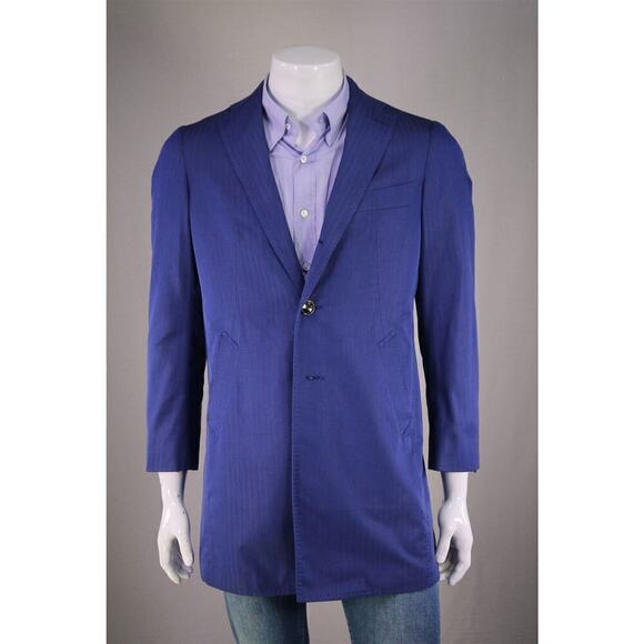 Ring Jacket Japan Blue Solaro Cotton Herringbone 3/4 Length Overcoat 36-38 - Picture 1 of 9